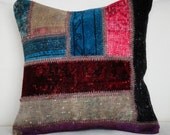Antique Turkish Kilim Pillow Cover - Hand Embroidered - 18x18 inch