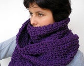 Purple Spider Infinity  Scarf Crocheted  Soft mixed Wool Scarf Woman  Scarf  NEW