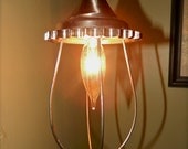 Industrial Steel Pendant Light - Repurposed Sprocket - Steel Cage - Nickel Finish - Steampunk