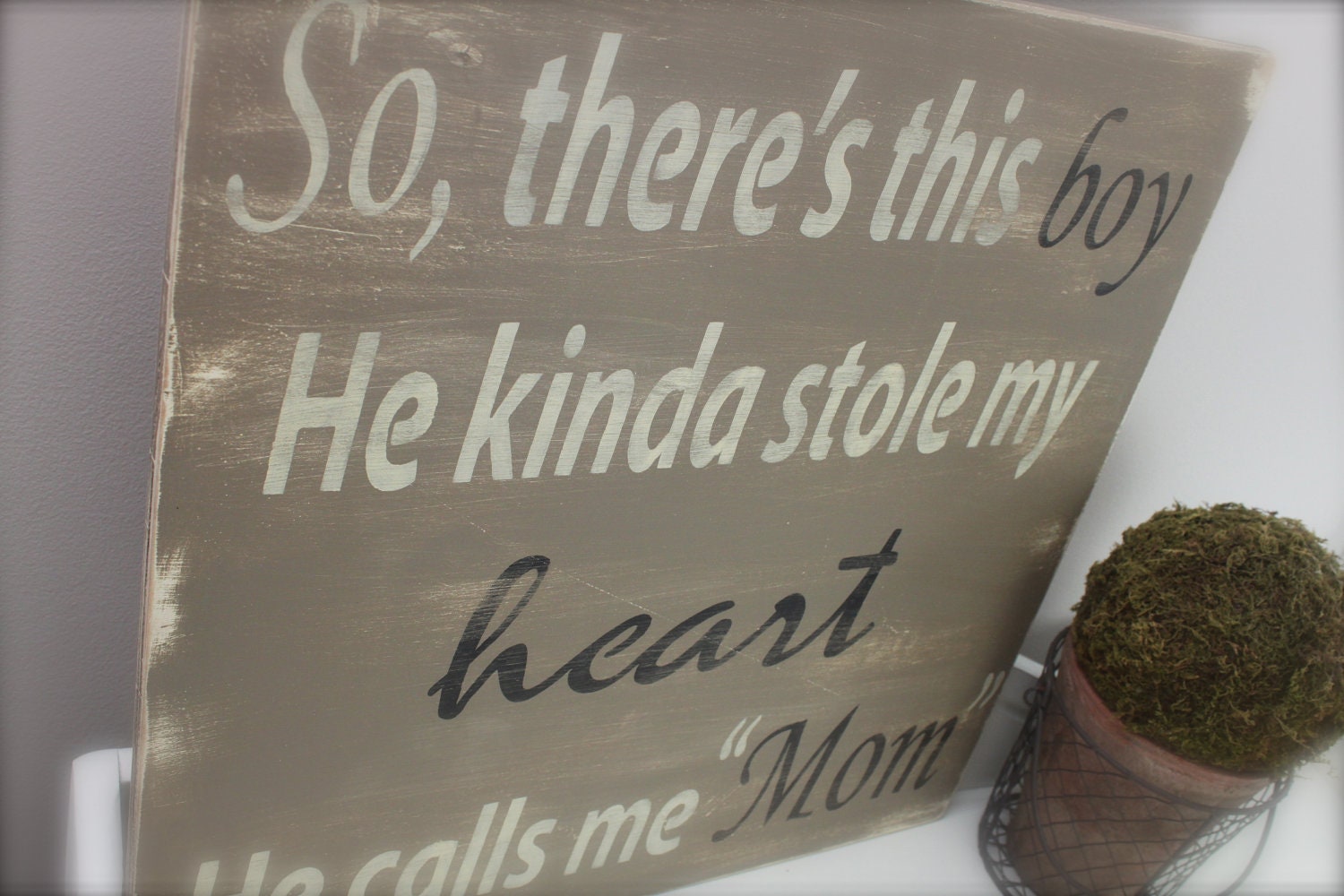 Mother's Day, So There's This Boy, Wood Wall Art, Wood Sign, Custom Sign, Quote, Boy, Quote sign