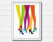 Print Poster Rainbow High Heels Sexy Legs Brightly Coloured Wall Art Home Decor