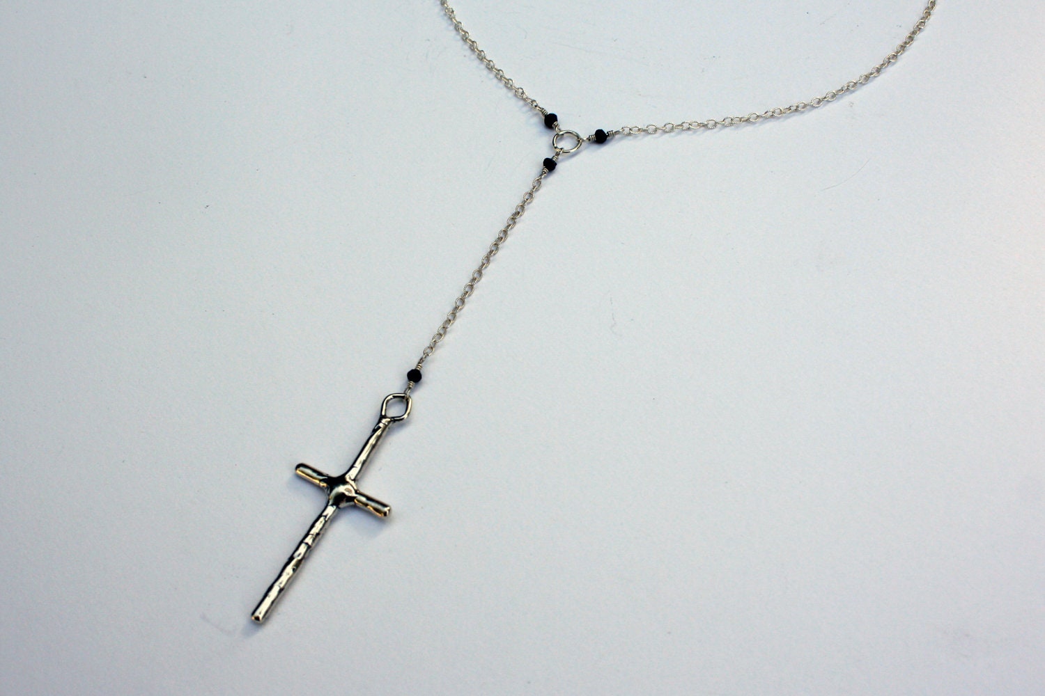 Heavenly Mini Rosary in sterling silver and black spinel