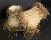 50% SALE Decorative Lamp Shade Pair with "Featherly" Style Trim // 5 1/2" high  X  7 1/2" wide