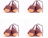Holidays Set Eight Brown Gnome Egg Hats Handknit Pure Cotton Family Gift freeshippingfrance team trade on