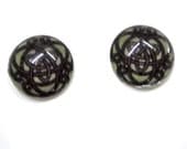 16mm Celtic Knot Olive Green Glass Cabochons - Jewelry Making Supplies - Set of 2
