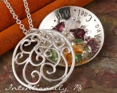 Personalized Grandma Necklace - Hand Stamped Jewelry - Sterling Silver - Grandma's Little Loves (with kids names)