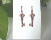 Key earrings, skeleton key earrings,  steampunk  jewelry, spring fashion, boho chic, great gift idea