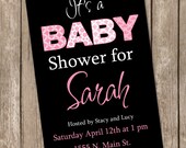 Girl Baby Shower Invitation Pink and Black Printable Personalized 121205-J4-1C Il_170x135
