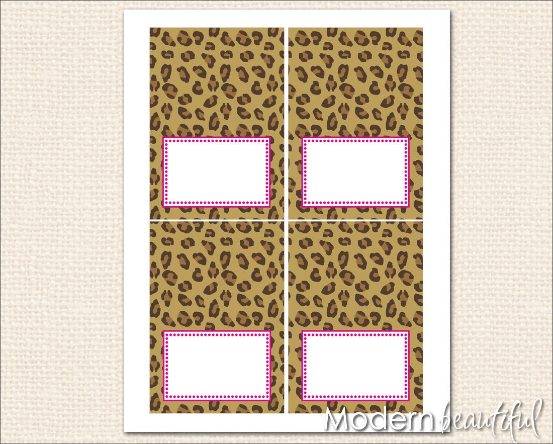 Editable Leopard Fushia Chic Party Printable Table Food Labels Il_570xn