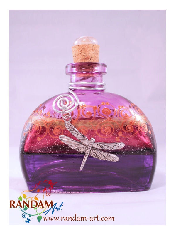 Hand Painted Art Bottle. Art on Glass.  6oz clear bottle transformed into functional art.