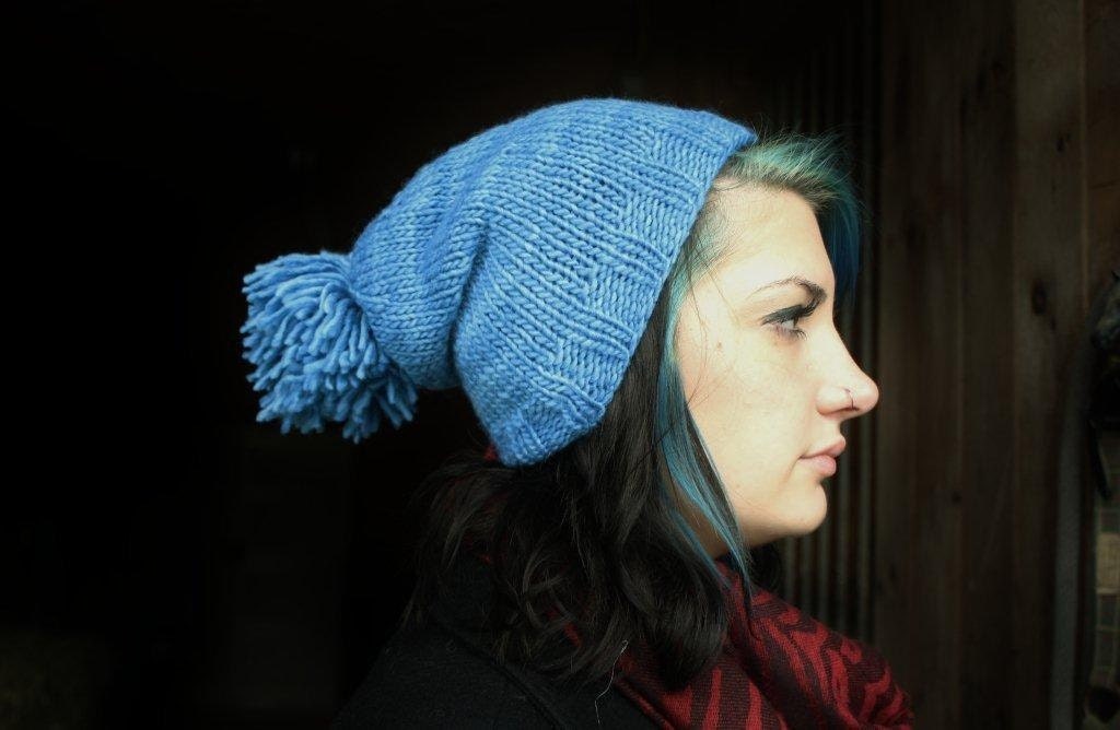 Merino Knit Slouchy Pom Pom Beanie