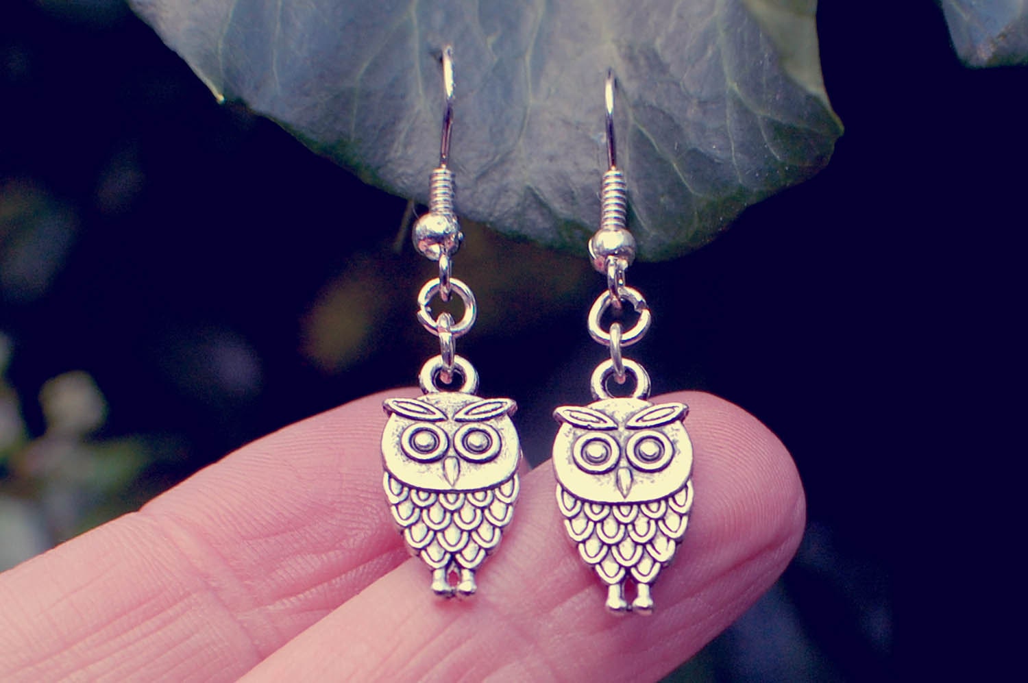 Little Owl - Silver plated miniature owl earrings by benitablue