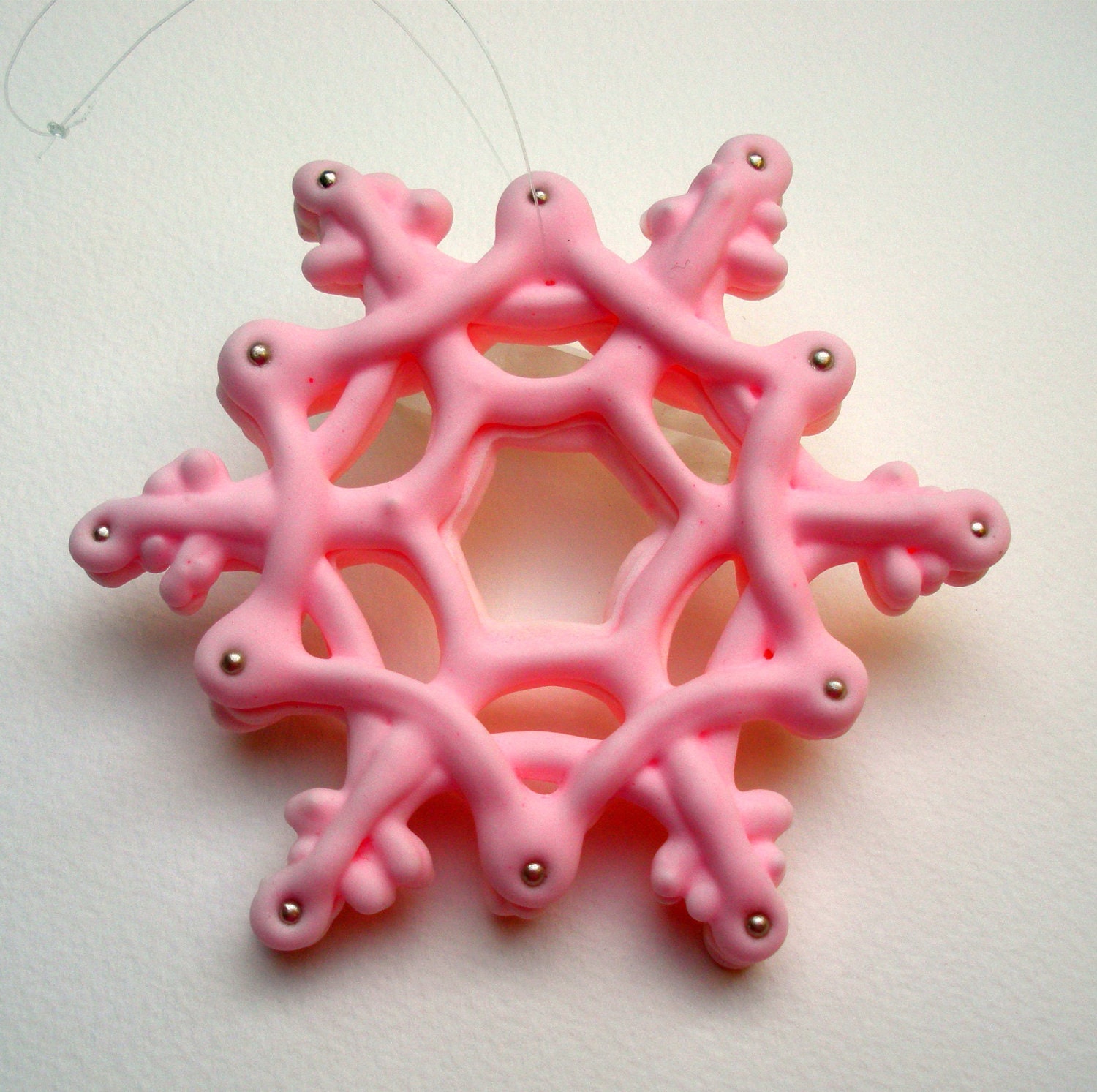 Ornament Snowflake Pink Pastel UNIQUE SUGAR CRAFT Hand Piped  Christmas Winter Weddings Unique Gifts Winter Holiday Decor Baby Girl