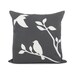 Love birds pillow cover - White birds in nature applique on charcoal throw pillow case - 16x16 birds decorative pillow cover
