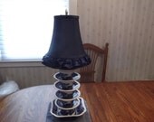 Handcrafted Lamp- Made From Copeland Spode Teacups and Saucers in the Blue Tower Pattern- circa 1920