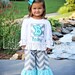 Custom Girls Shirt featuring Gray Chevron with Sea Polka Initial