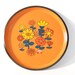 Vintage Mid Century Orange and Black Floral Tray - 60s 70s Mod