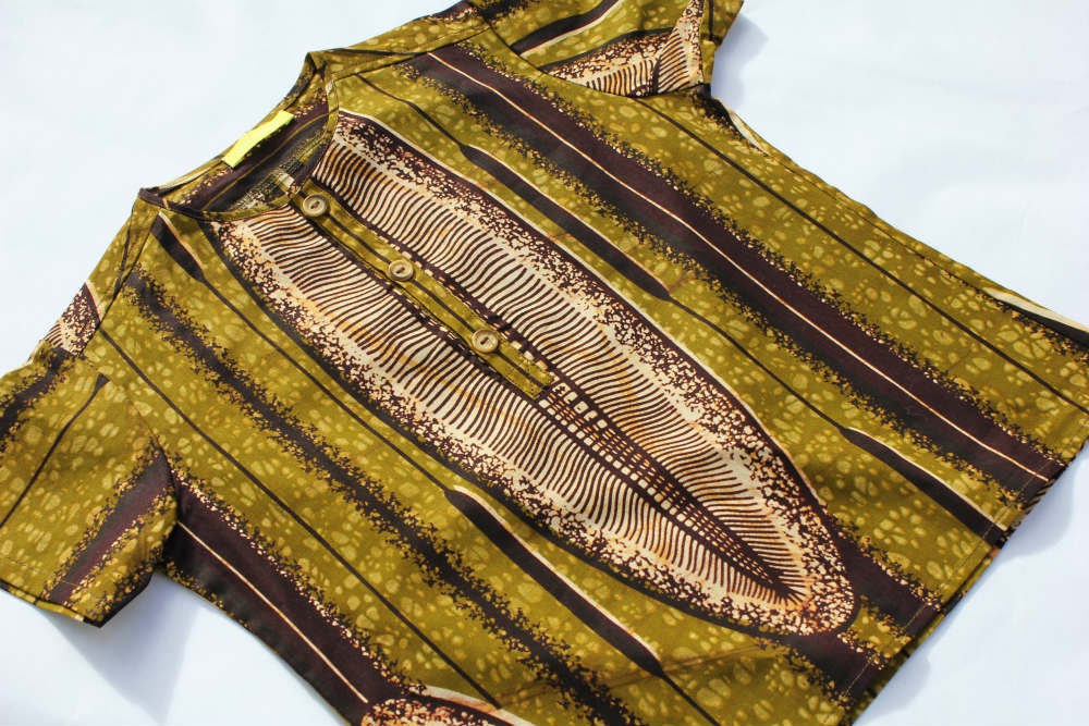 African 100% cotton Print boys grandad shirt