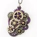 Purple Themed Kinetic Gear Pendant - All made from laser cut moveable wood pieces - 6001E
