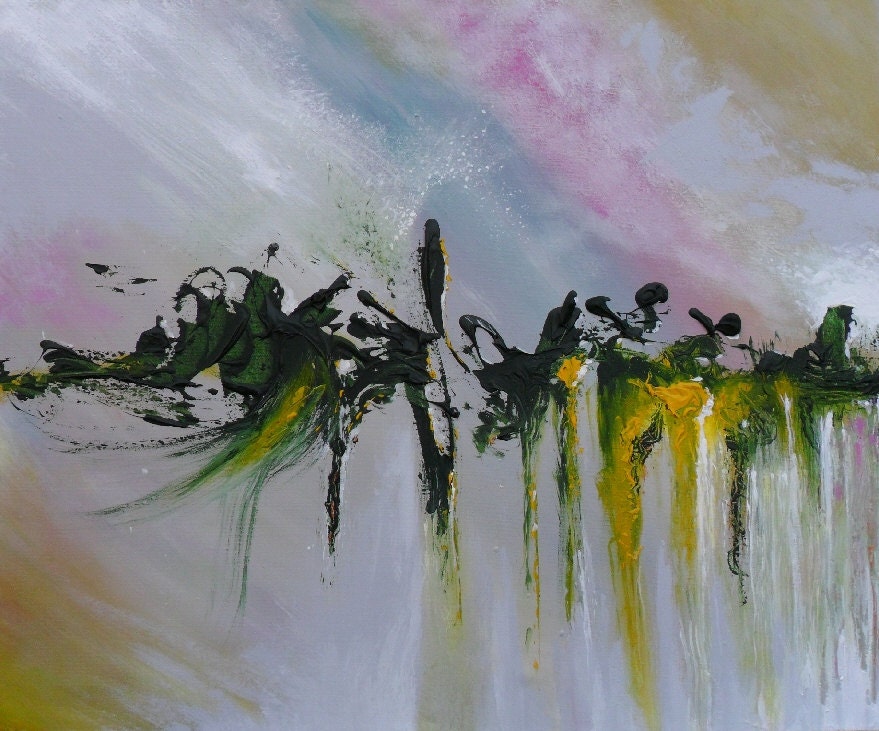 Green Abstract Original painting Wall art  Acrylic -Whispers of the Green - 20 x 24 - by Skye Taylor
