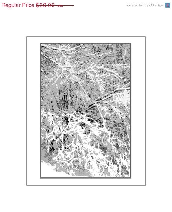 Snow Laden Branches,  Black And White Abstract Fine Art Photo, 16 x 20,  Winter's Lace, Maine Snowstorm,  Snow White Fantasy Photograph