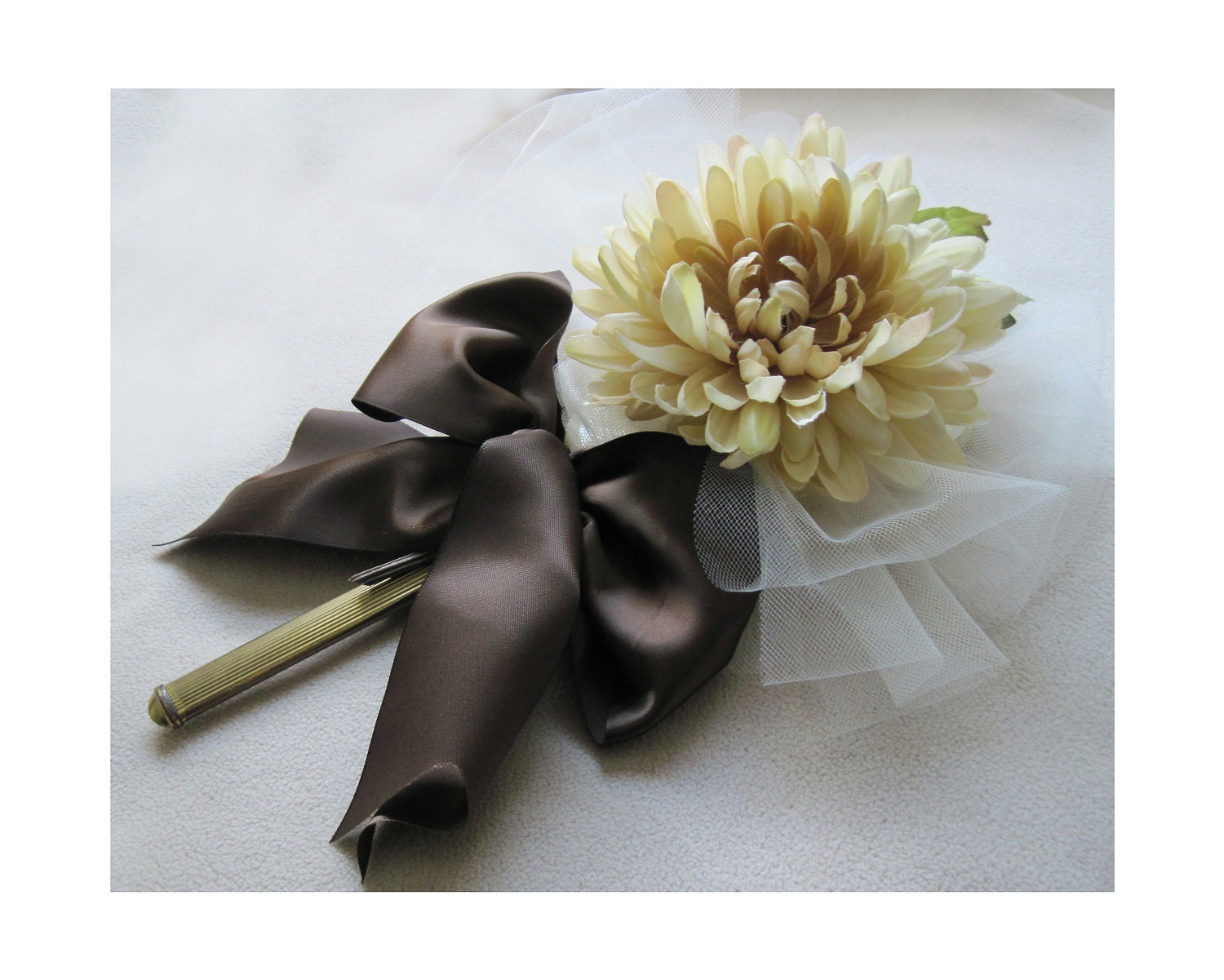 Chrysanthemum Blossom, Wedding Bouquet, Silky Beige Mum Blossom, For Bride, Bridesmaid, Or Maid of Honor, Ready Tp Ship