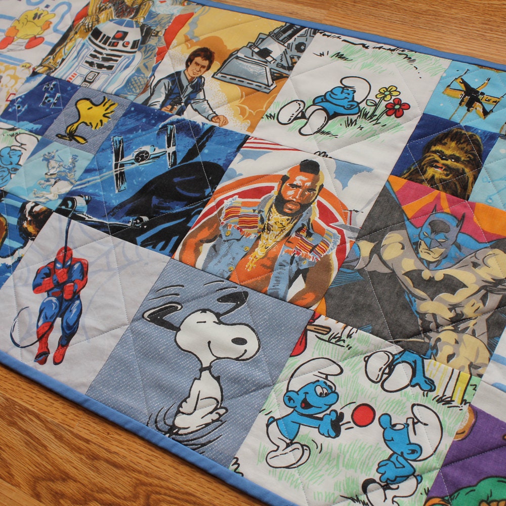 Vintage Cartoon Character "I Spy" Quilted Wall Hanging - Star Wars, A-Team, Spiderman, Batman, etc.