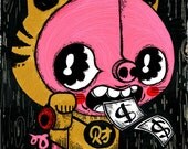 Greed - fortune pig cat - artprint