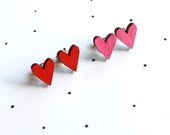 Wooden Laser Cut Love Heart Earrings