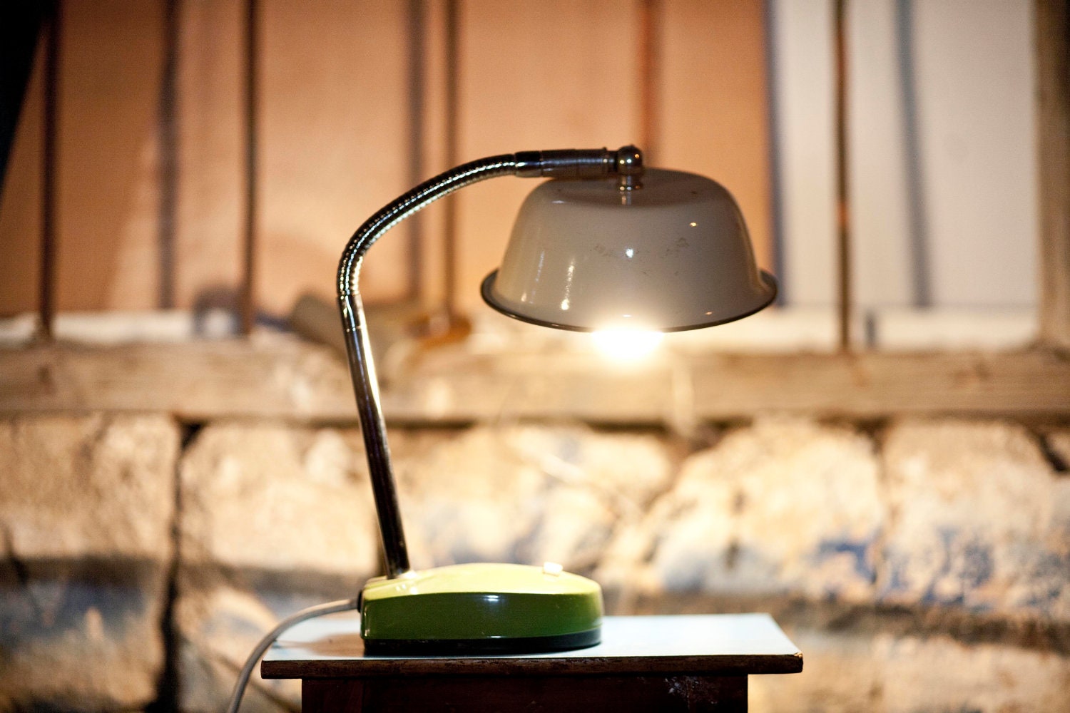 Table Lamp Upcycled Vintage Enamel  Lamp