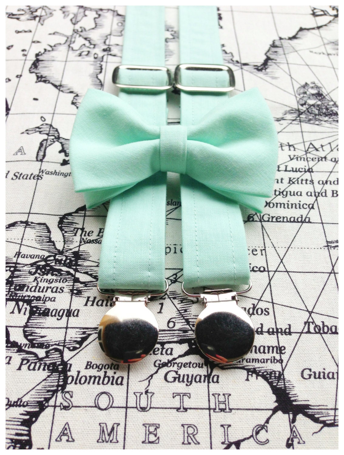 Seafoam  Suspenders & Bow Tie Set  (KONA Ice Frappe)