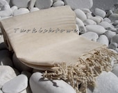Turkishtowel-Set of 2-High Quality,Hand-Woven,Linen and Cotton,Bath,Beach,Spa,Yoga,Travel Towel or Sarong-Natural Cream(undyed) Stripes