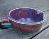 Pottery prep bowl in Raspberry Red and turquoise