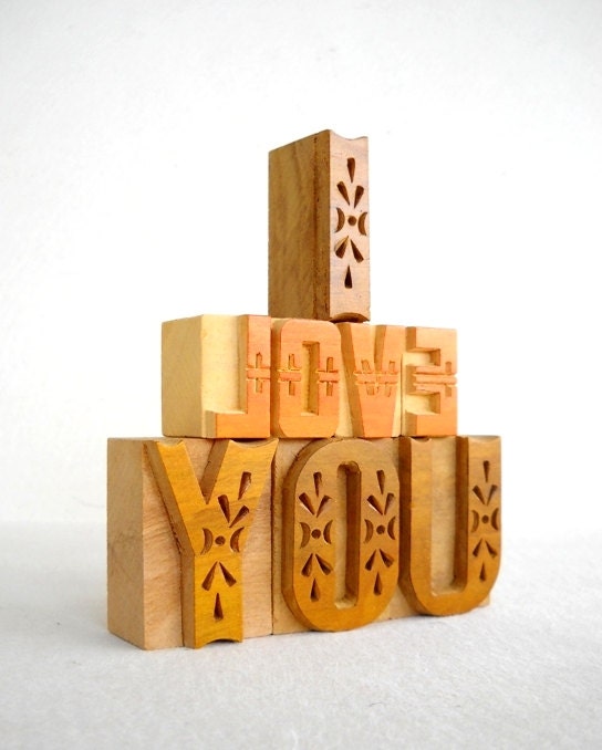 I LOVE YOU - 8 Designer Letterpress Wood Type -V1