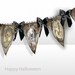 Printable Halloween  banner Steampunk skulls instant download