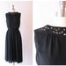 1970's black Saks Fifth Avenue chiffon dress with suede collar and belt