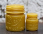 Beeswax Candle Set - antique mason jar shaped - "Drey Mason Jar - and -  Vaseline" - by Pollen Arts - Md. & Sm..