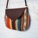 The Taplin Purse // Striped Rainbow Fabric with Dark Chocolate Brown Leather and Adjustable Strap