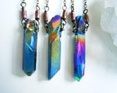 Titanium Crystal Point Necklace - Raw Crystal - Rainbow Aura