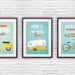Three poster set,  retro print, Bike poster, Vespa, Shasta trailer poster, quote print, inspirational art, quote art, positive prints A3