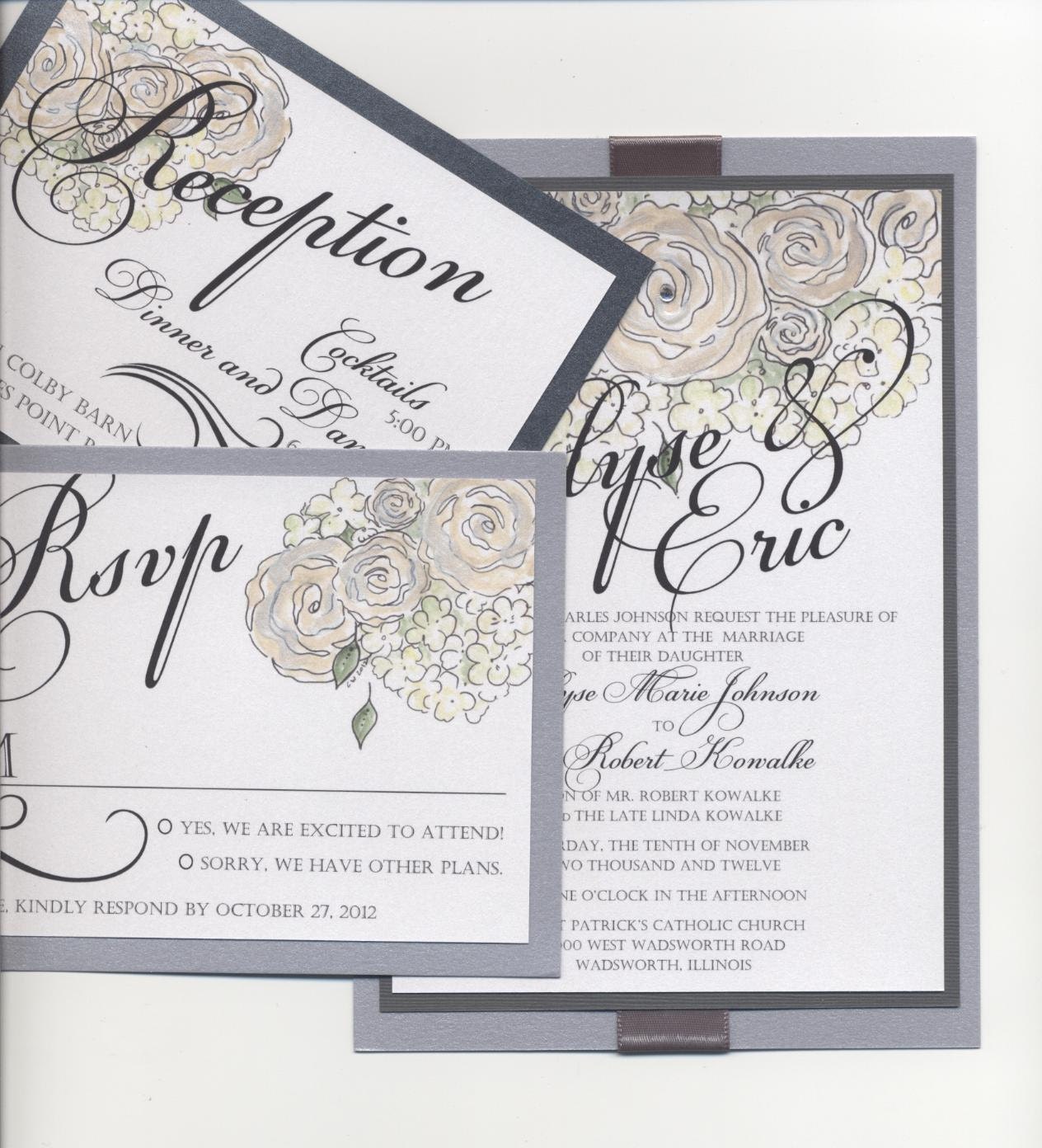 Hand painted Custom Wedding Invitation Suite