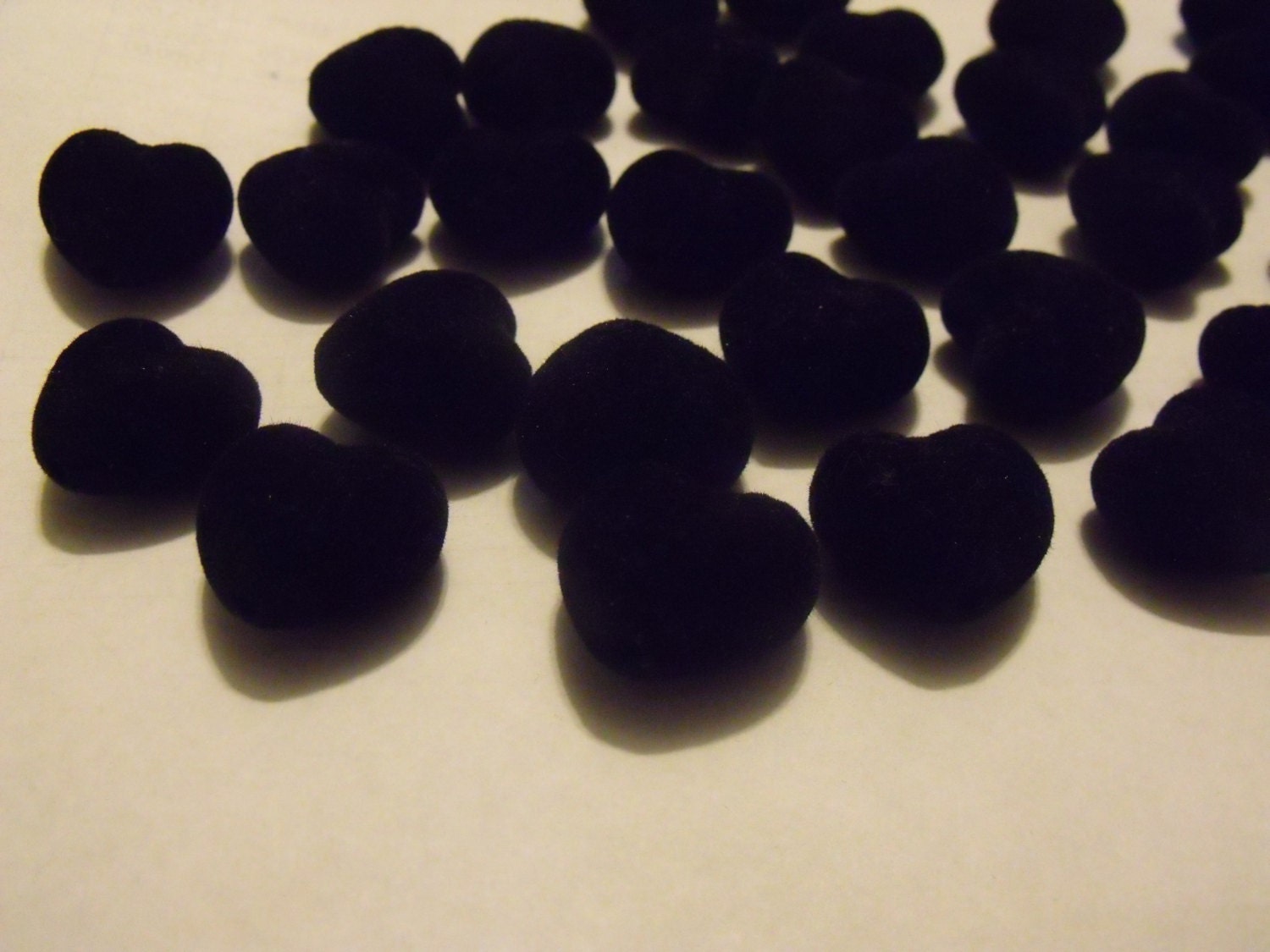 Destash of black heart shaped velvet beads