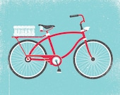 Cruiser Bicycle Art Print - 8 x10 Handpulled Screenprint