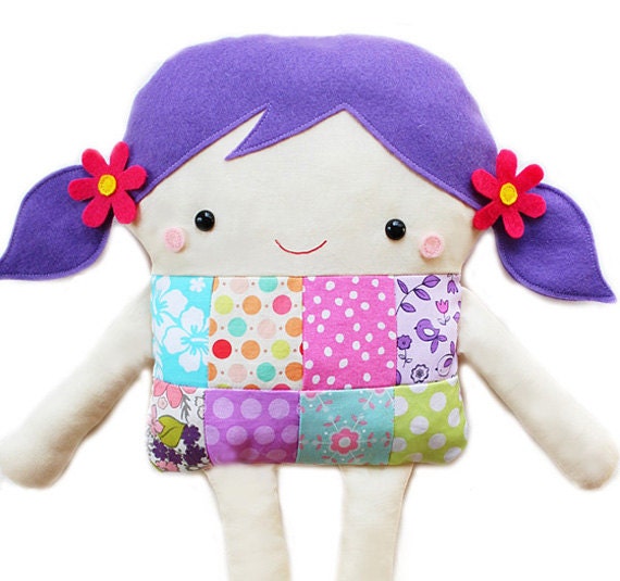Doll Sewing Pattern - Easy Patchwork Girl Doll Softie PDF Sewing Pattern