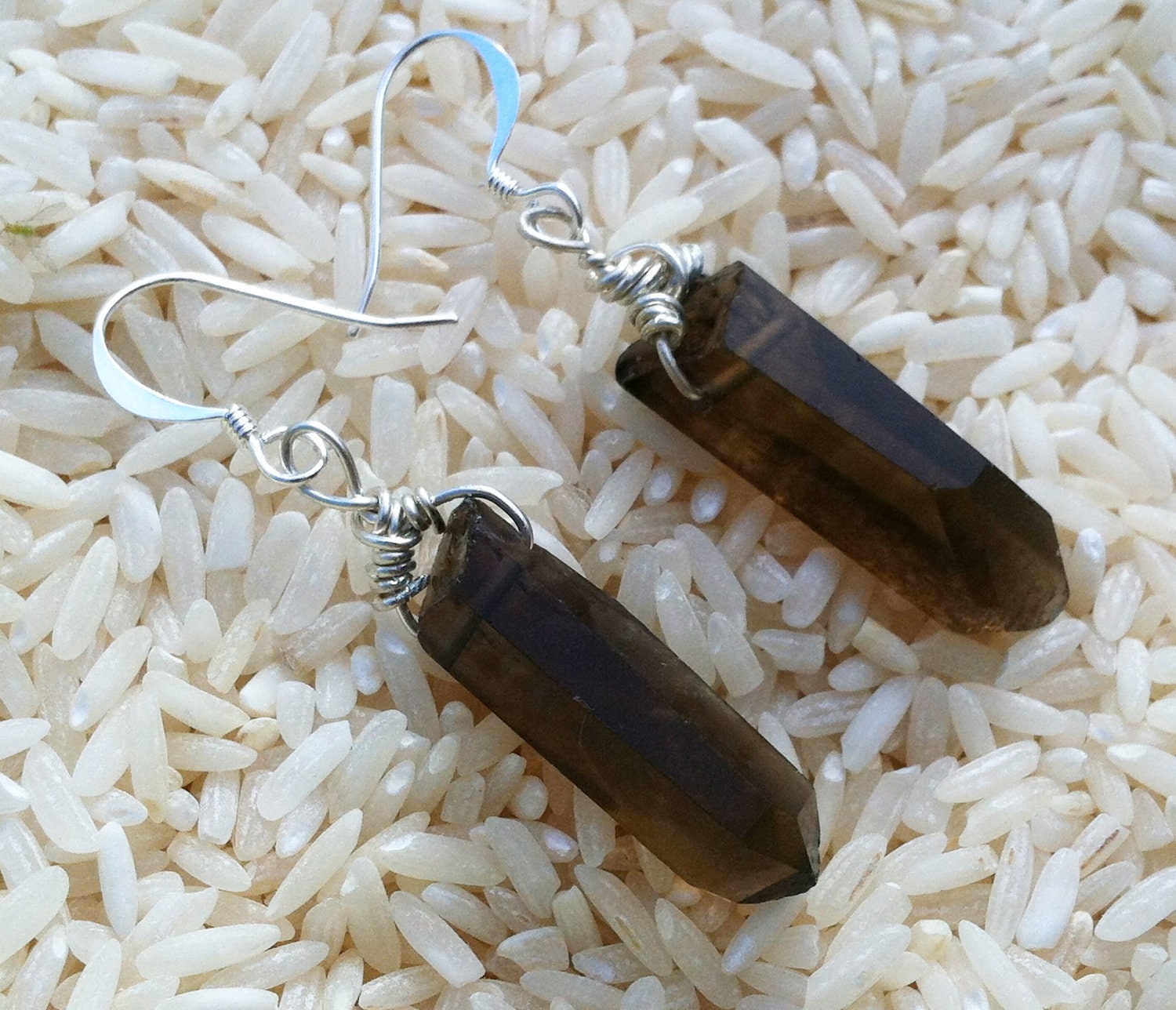 RESERVED FOR JODY Smokey Quartz Wire Wrapped Earrings