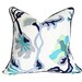 Potalla Multi Blues on White -Alan Campbell Quadrille- 17x17 Designer Pillow Cover with Piping