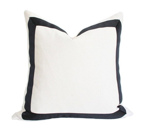 Solid Pillow Cover with Black Grosgrain Ribbon 17x17