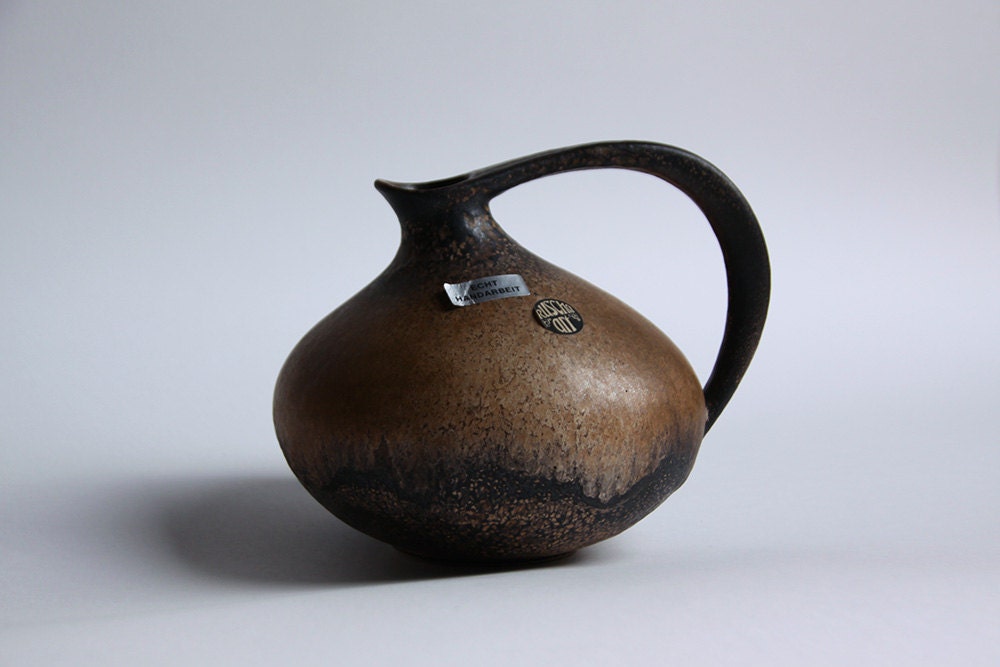 Vintage Brown Lava Pitcher Ruscha 313  70s