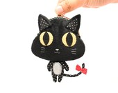 Little black cat clutch purse