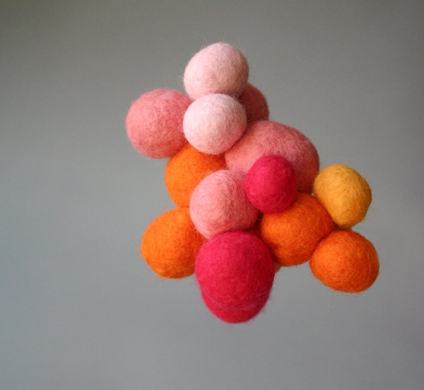 Made to order - Magenta, orange, pink and cinnamon felt brooch - The Bollywood Colour Cluster Brooch